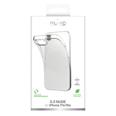 10. Puro 0.3 Nude Silicone Case for iPhone 16e/17e - Transparent