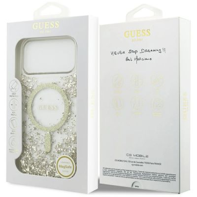 8. Guess Resin Bottom Glitter MagSafe Case for iPhone 17 Pro Max - Gold