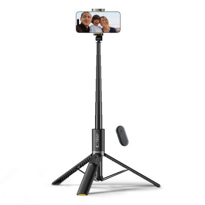 7. Tech-Protect L08S Bluetooth Selfie Stick with Remote Control, Tripod up to 141cm - Black