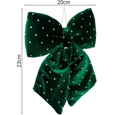 17. GREEN DECORATIVE BOW 20x23 CM MICA