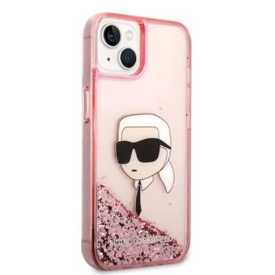 4. Karl Lagerfeld Glitter Karl's Head case for iPhone 14 Plus - pink