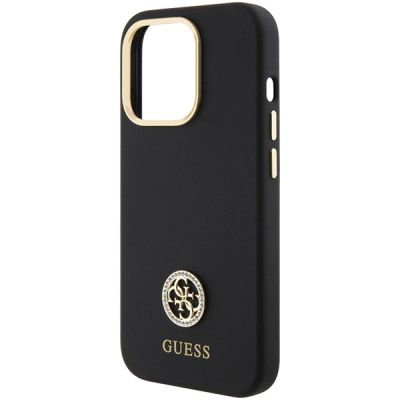 6. Guess Silicone Logo Strass 4G Case for iPhone 15 Pro - Black