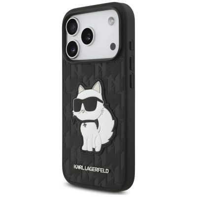 2. Karl Lagerfeld Saffiano Mono Patch Choupette Case for iPhone 18 Pro / 17 Pro – black