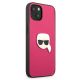 4. Karl Lagerfeld Leather Ikonik Karl's Head Metal Case for iPhone 13 mini - Pink