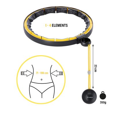 16. HHM21 HULA HOP BLACK/YELLOW WITH MAGNETS, TPE PROTECTION AND WEIGHT + HMS COUNTER
