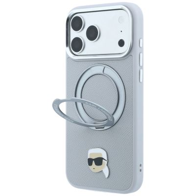 2. Karl Lagerfeld with Ring Stand 360 Karl Head Pin MagSafe Case for iPhone 18 Pro Max / 17 Pro Max - Gray