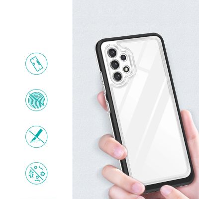 2. Clear 3in1 Case for Samsung Galaxy A72 4G Frame Gel Cover Black