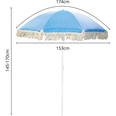 11. BEACH AND GARDEN UMBRELLA WITH FRINGE 174 CM BLUE