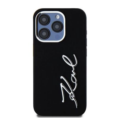 3. Karl Lagerfeld Silicone Metal Script Logo case for iPhone 15 Pro - black