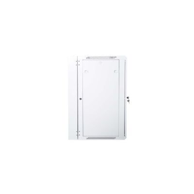 5. Wall-mounted network cabinet 19" 15U rack 600x600, glass door, gray, divided, assembled, 60kg