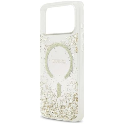 6. Guess Resin Bottom Glitter MagSafe Case for iPhone 18 Pro Max / 17 Pro Max - Gold