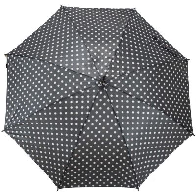 3. Long semi-automatic umbrella with curved handle, black with white dots SEMI LINE