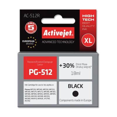 Activejet AC-512R Ink (Canon PG-512 replacement; Premium; 18 ml; black)