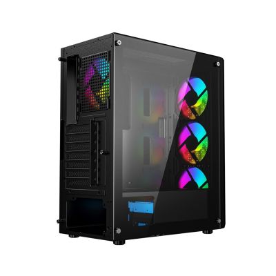 6. GEMBIRD FORNAX 400X MIDI-TOWER CASE (2X USB 3.0, 1X USB 2.0, HD AUDIO, GLASS SIDE PANEL, ARGB BACKLIGHT) BLACK