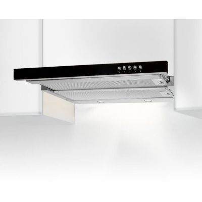 4. Telescopic under-cabinet cooker hood AKPO WK-7 LIGHT GLASS 50 INOX BLACK (500 mm; inox colour, black glass front)