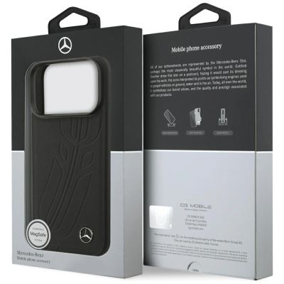 8. Mercedes Leather Large Laurel Leave MagSafe Case for iPhone 17 Pro - Black