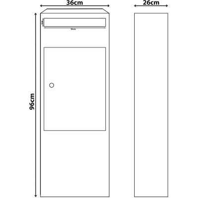 12. Standing courier parcel box 34x22x96cm 1068725