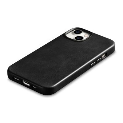 9. iCarer Oil Wax Premium Leather Case iPhone 14 Plus Magnetic Leather Case with MagSafe Black (WMI14220703-BK)