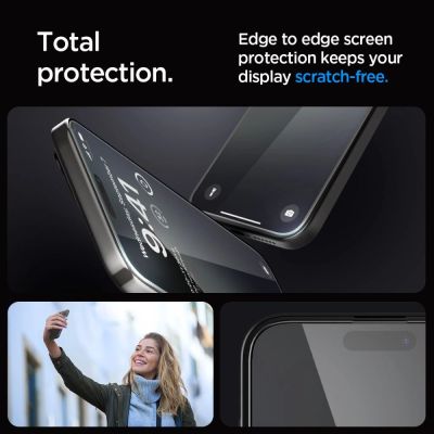 8. Spigen Glas.tR EZ Fit FC Tempered Glass for iPhone 15 Pro Max - Black