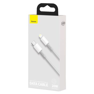 10. BASEUS USB-C to Lightning Cable 20W, 5A, 1m (White)