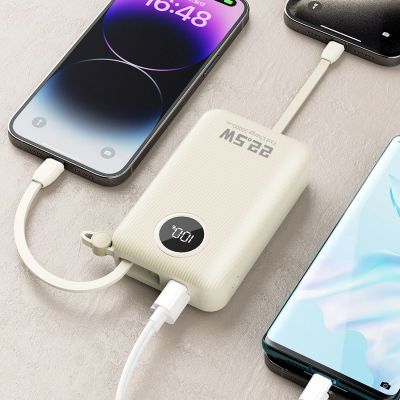 5. Dudao K14+ Powerbank 20000mAh 22.5W USB-C / USB-A / Built-in Lightning and USB-C Cables - White
