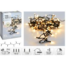 CHRISTMAS TREE LIGHTS LIGHT CHAIN 120 LED TIMER WARM WHITE