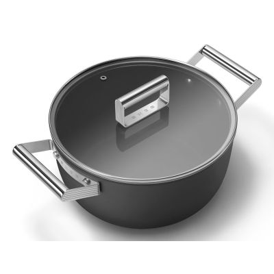 2. Smeg CSF2412BLM Kochtopf, 20 cm, Keramik, Edelstahlgriff, Mattschwarz