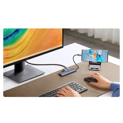 13. HUB Ugreen CM511 20956A 6in1 USB-C - HDMI / 3x USB-A 3.0 / SD/TF card reader - gray