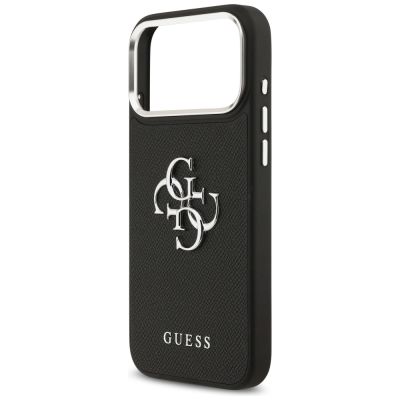 6. Guess Grained Big 4G Classic Logo case for iPhone 17 Pro Max - black