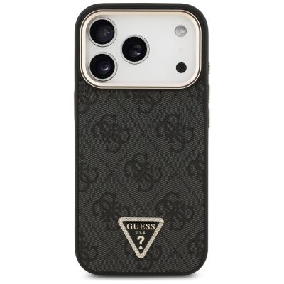 3. Guess 4G Triangle Logo MagSafe Case for iPhone 17 Pro - Black and Gold
