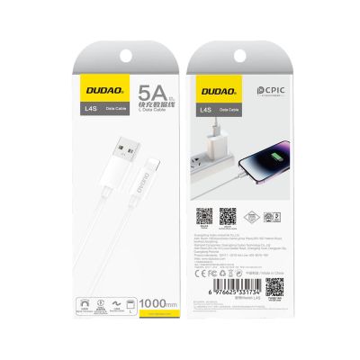 2. Dudao L4SL USB-A / Lightning 2A cable 1m - white