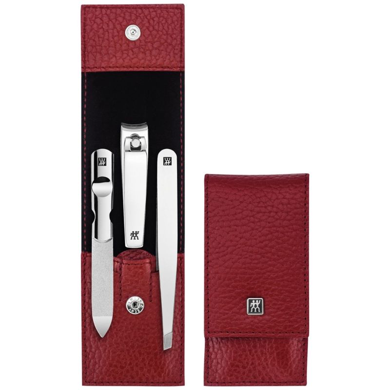 Zwilling Classic Inox Travel Set – Leather Case, 3-Piece – Red