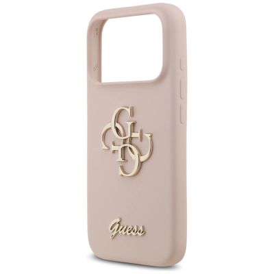 6. Guess Silicone Big 4G Script Case for iPhone 17 Pro - Pink