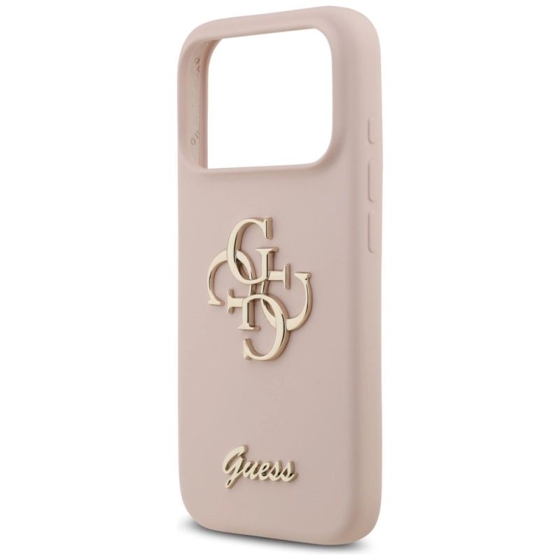 6. Guess Silicone Big 4G Script Case for iPhone 17 Pro - Pink