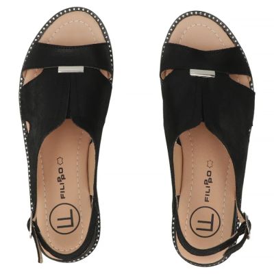 4. Women's black leather sandals Filippo DS4470