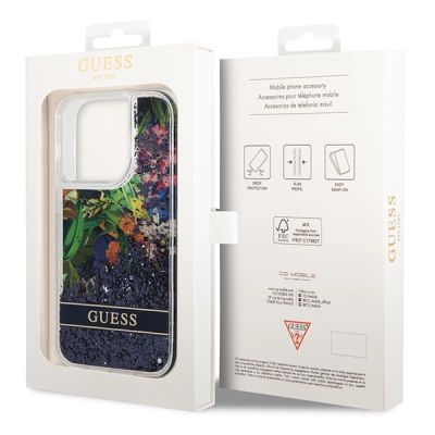 8. Guess Flower Liquid Glitter case for iPhone 14 Pro Max - blue