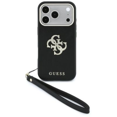 Guess Smooth & Big Strass Logo & Strap Case for iPhone 18 Pro Max / 17 Pro Max, black