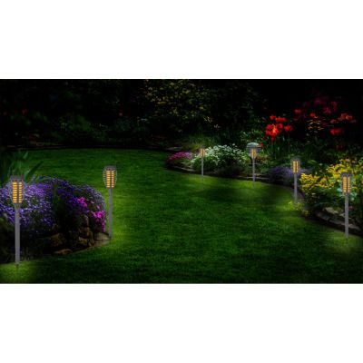 9. TORCH SOLAR LAMP DANCING FLAMES 12 LED SMD 7.5x7.5x46.5CM GRAY