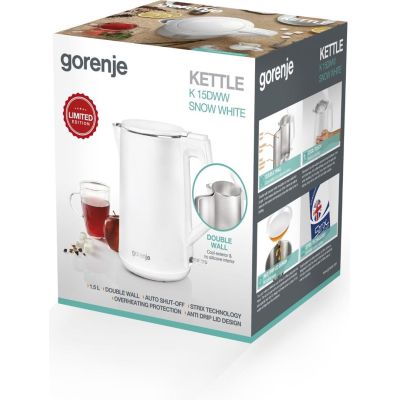 3. Gorenje K15DWW electric kettle 1.5l (white)