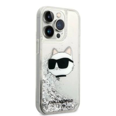 4. Karl Lagerfeld KLHCP14LLNHCCS iPhone 14 Pro 6.1" silver/silver hardcase Glitter Choupette Head