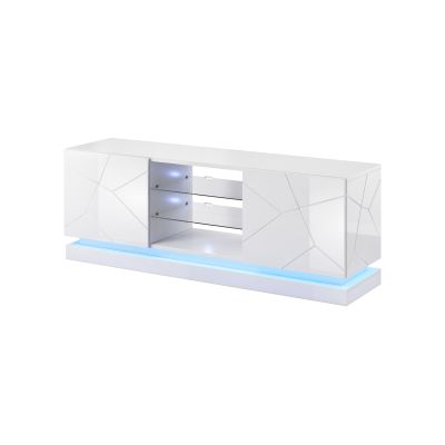 TV cabinet QIU 160 MDF white gloss/white gloss