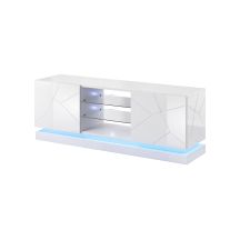 TV cabinet QIU 160 MDF white gloss/white gloss