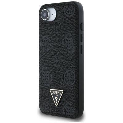 2. Guess Grained Hot Stamp Peony Triangle Logo MagSafe Case for iPhone 16e - Black