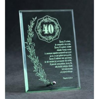 Engraved glass trophy