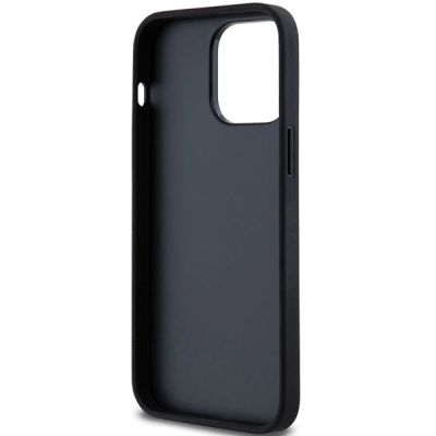 7. DKNY Leather Mono Stripe & Metal Logo case for iPhone 14 Pro - black