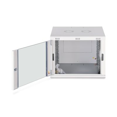 23. DYNAmic 19" 9U 600x600 wall-mounted network cabinet, glass door, gray, undivided, assembled, 60kg