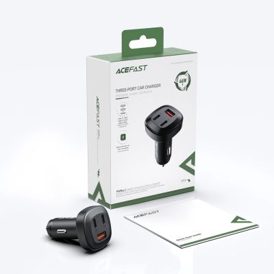 13. Acefast car charger 66W 2x USB Type C / USB, PPS, Power Delivery, Quick Charge 4.0, AFC, FCP, SCP black (B3 black)