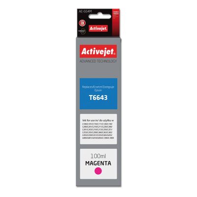 Activejet AE-664M Ink Bottle (Epson T6643 replacement; Supreme; 100 ml; red)
