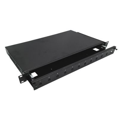 4. Alantec Telescopic fiber optic distribution box 12xSC simplex / 12xLC duplex 19" 1U with mounting accessories (glands, bands) (FOP-1U-12SCS-CP)