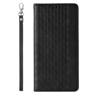 5. Magnet Strap Case for Samsung Galaxy S23 Flip Wallet Mini Lanyard Stand Black